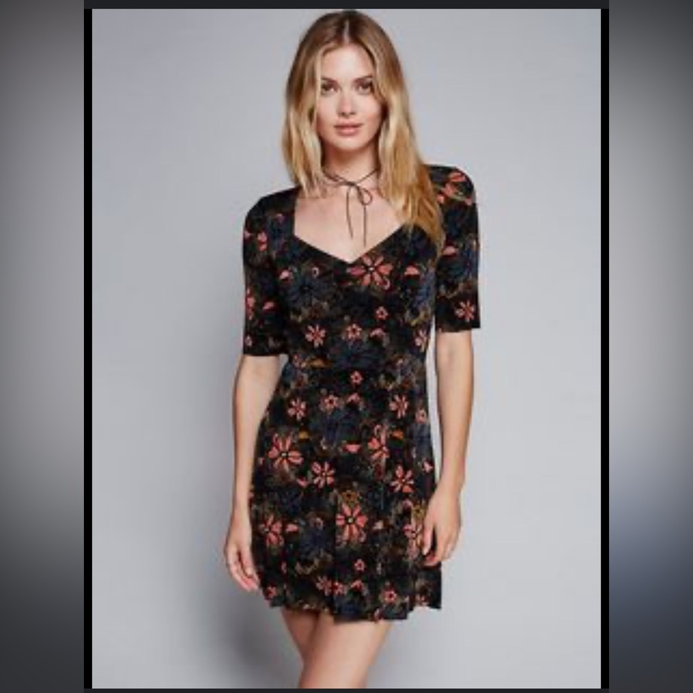 Free People Up All Night Floral Festival Mini Dress Boho Bohemian